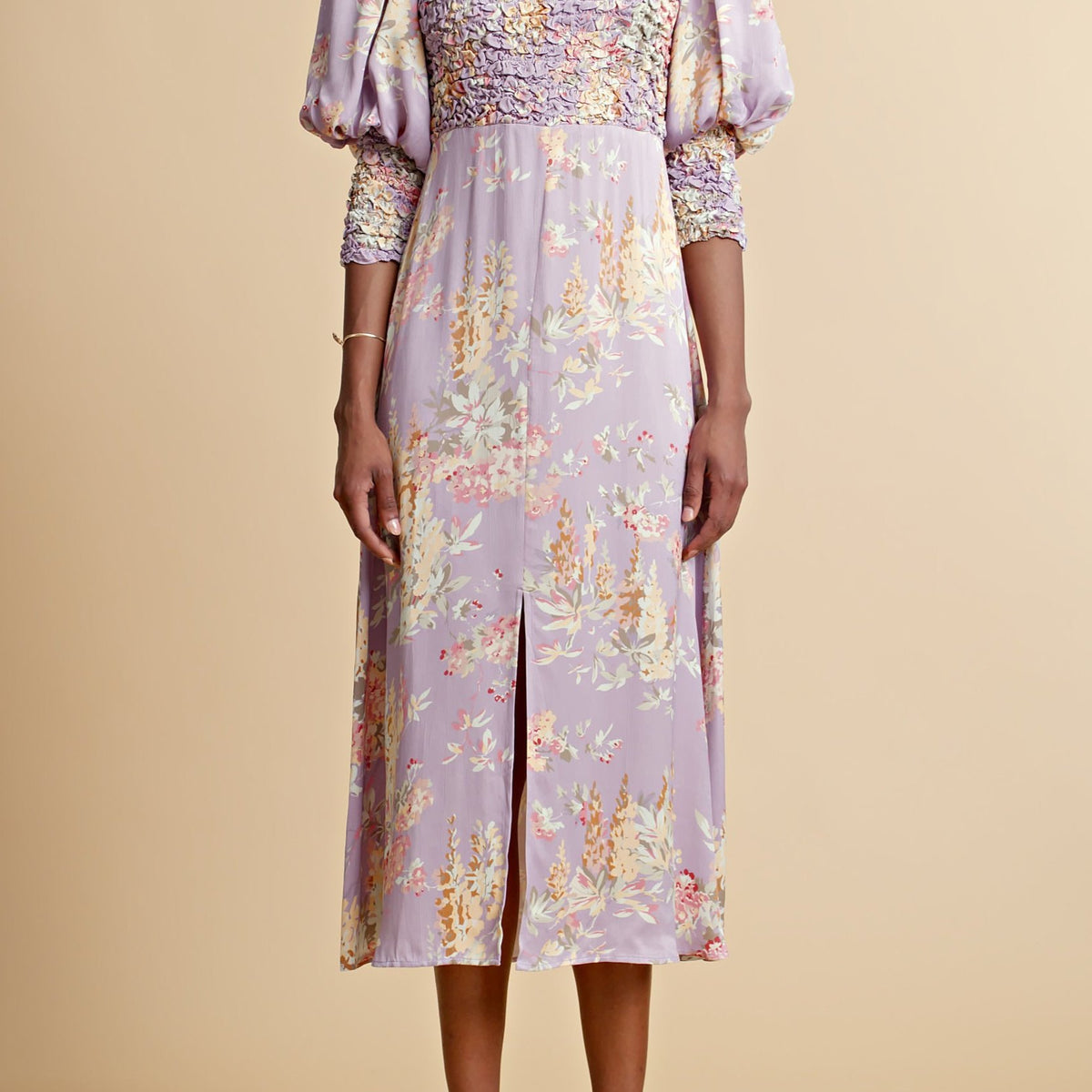 byTiMo - Crpe Satin Midi Dress in Vintage Bouquet - Womens Clothing ...