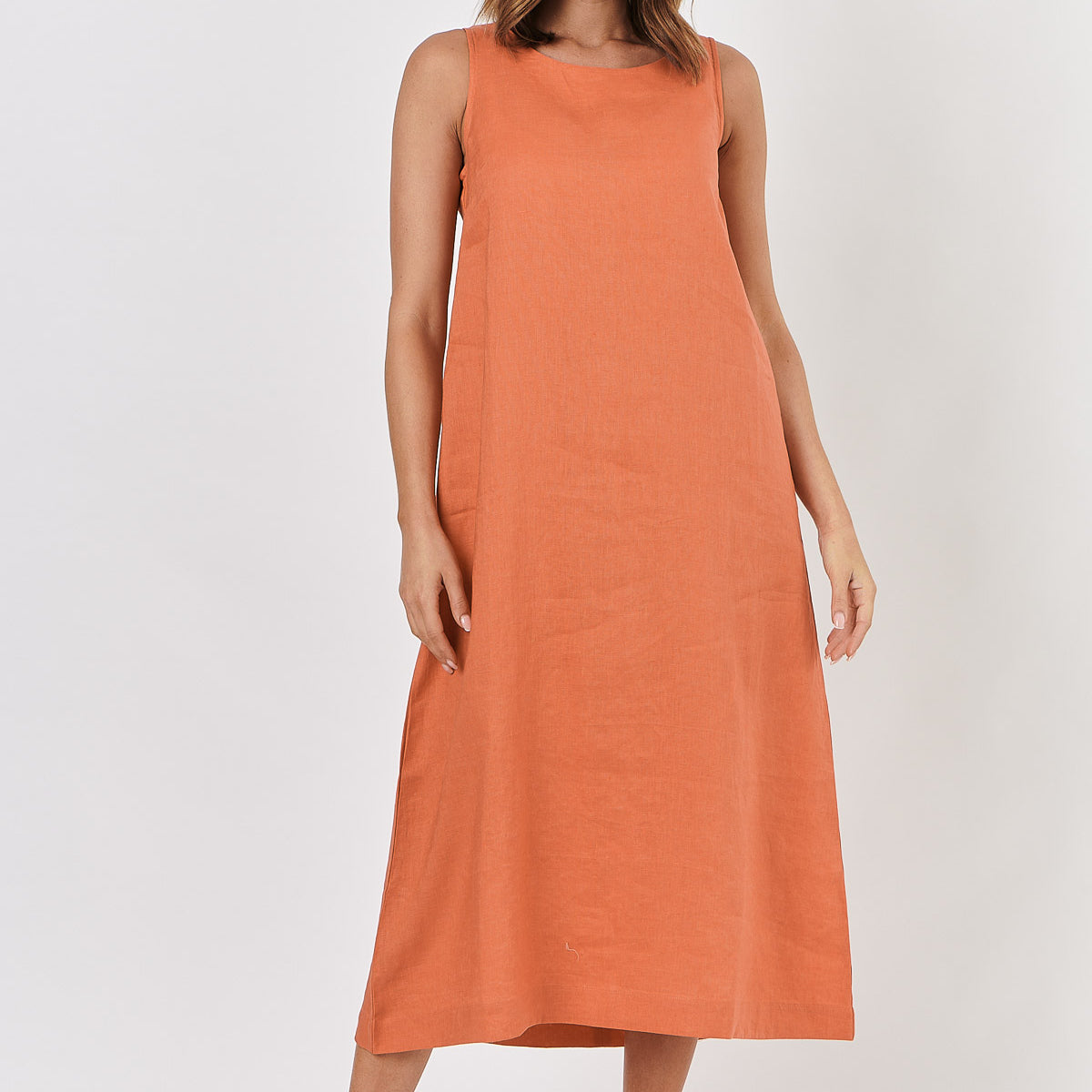 GA325 Linen Dress in Tandoori