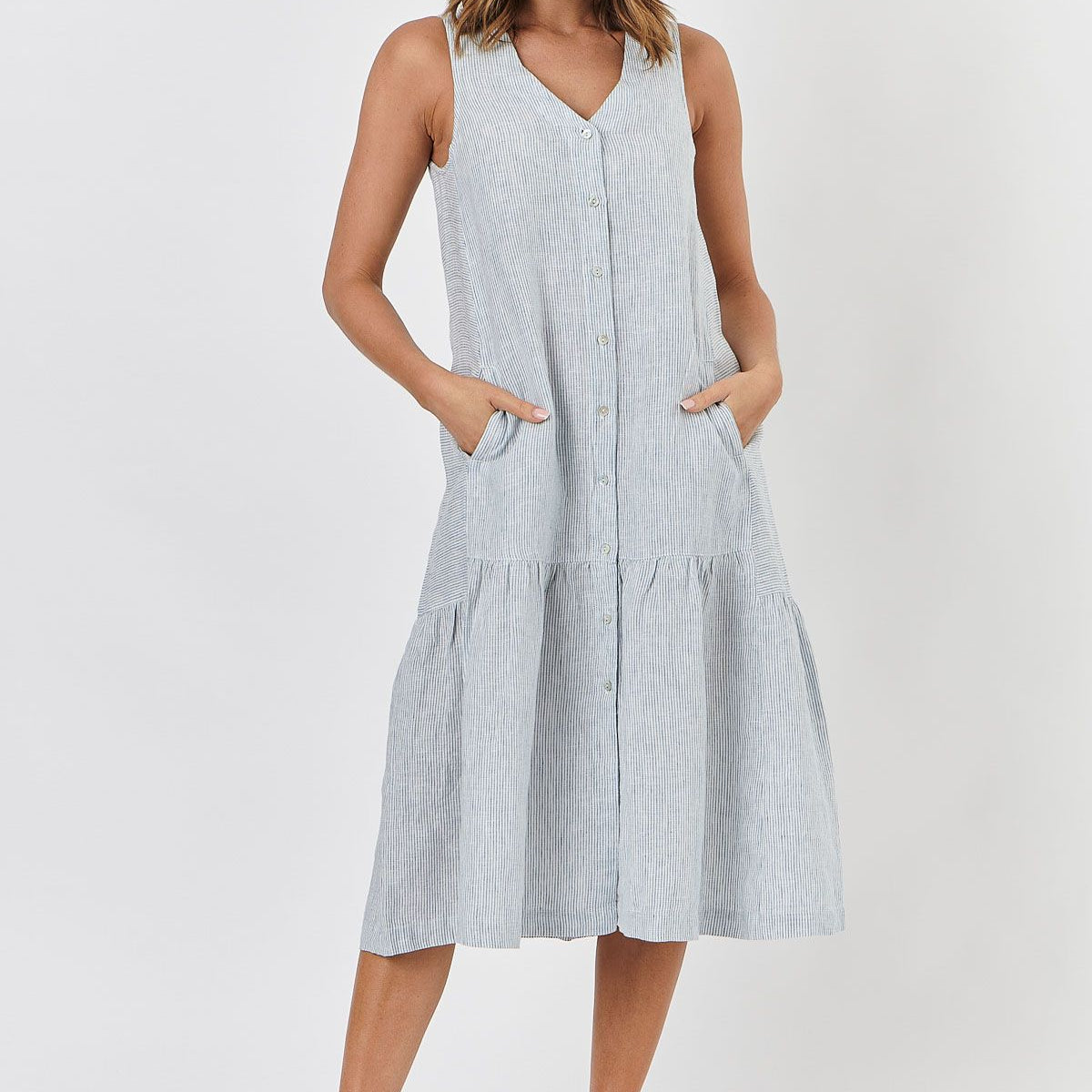 GA450 Linen Dress in Marine