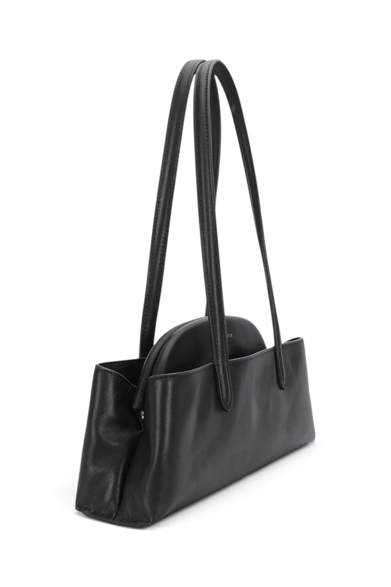 ELSHAM BOUTIQUE black ironed calf nappa leather mini vault tote with brass hardware and dual fixed top handles