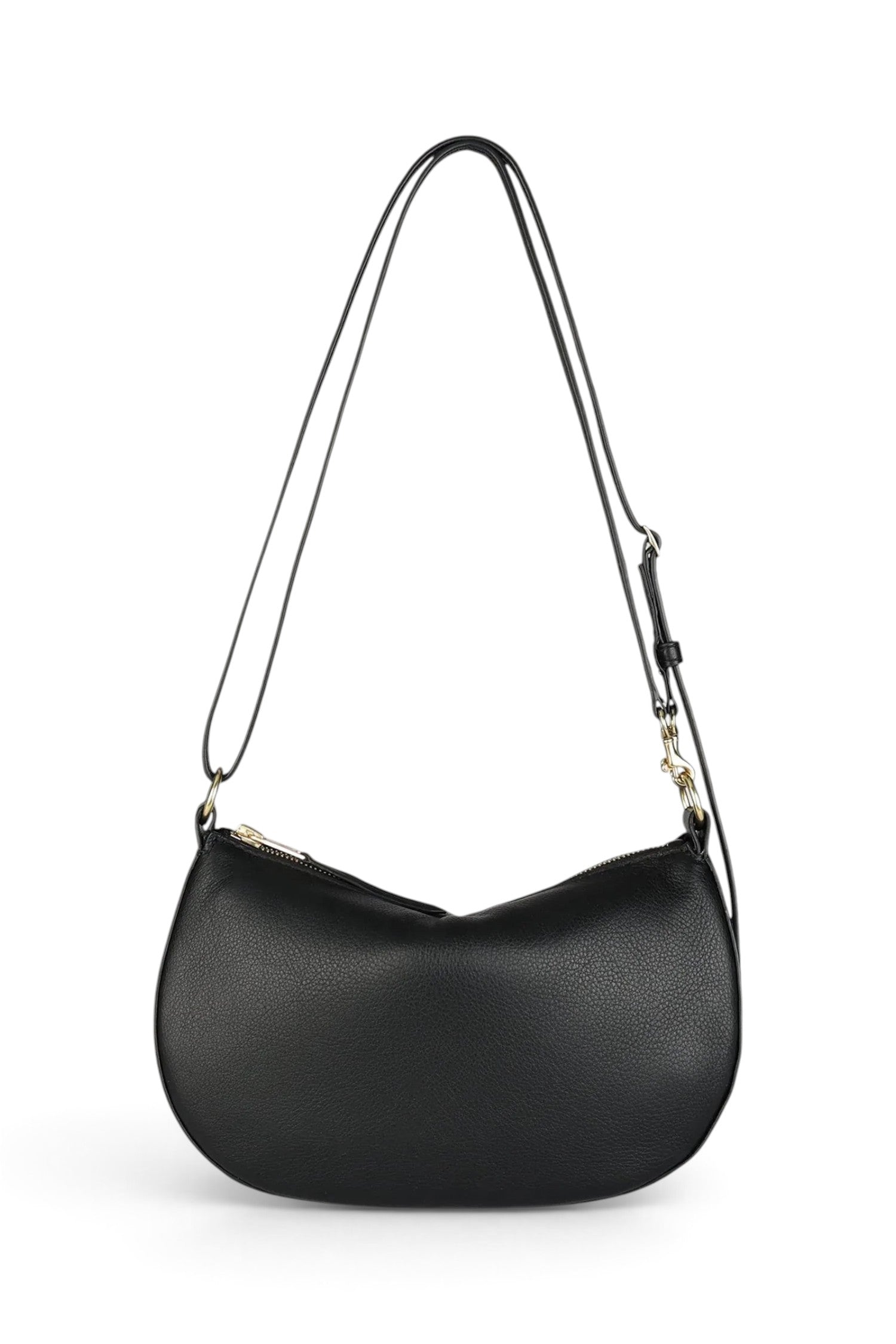 ELSHAM BOUTIQUE black calf nappa mini sling bag with brass hardware and adjustable crossbody strap