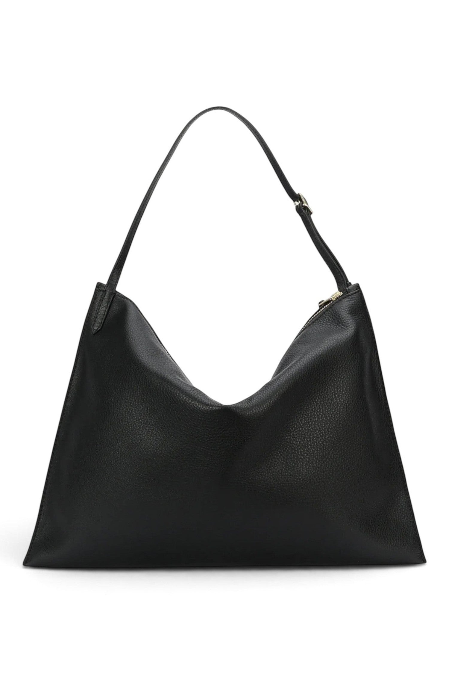 ELSHAM BOUTIQUE Chopalopagus slouchy black calf nappa leather shoulder bag with adjustable strap and brass hardware