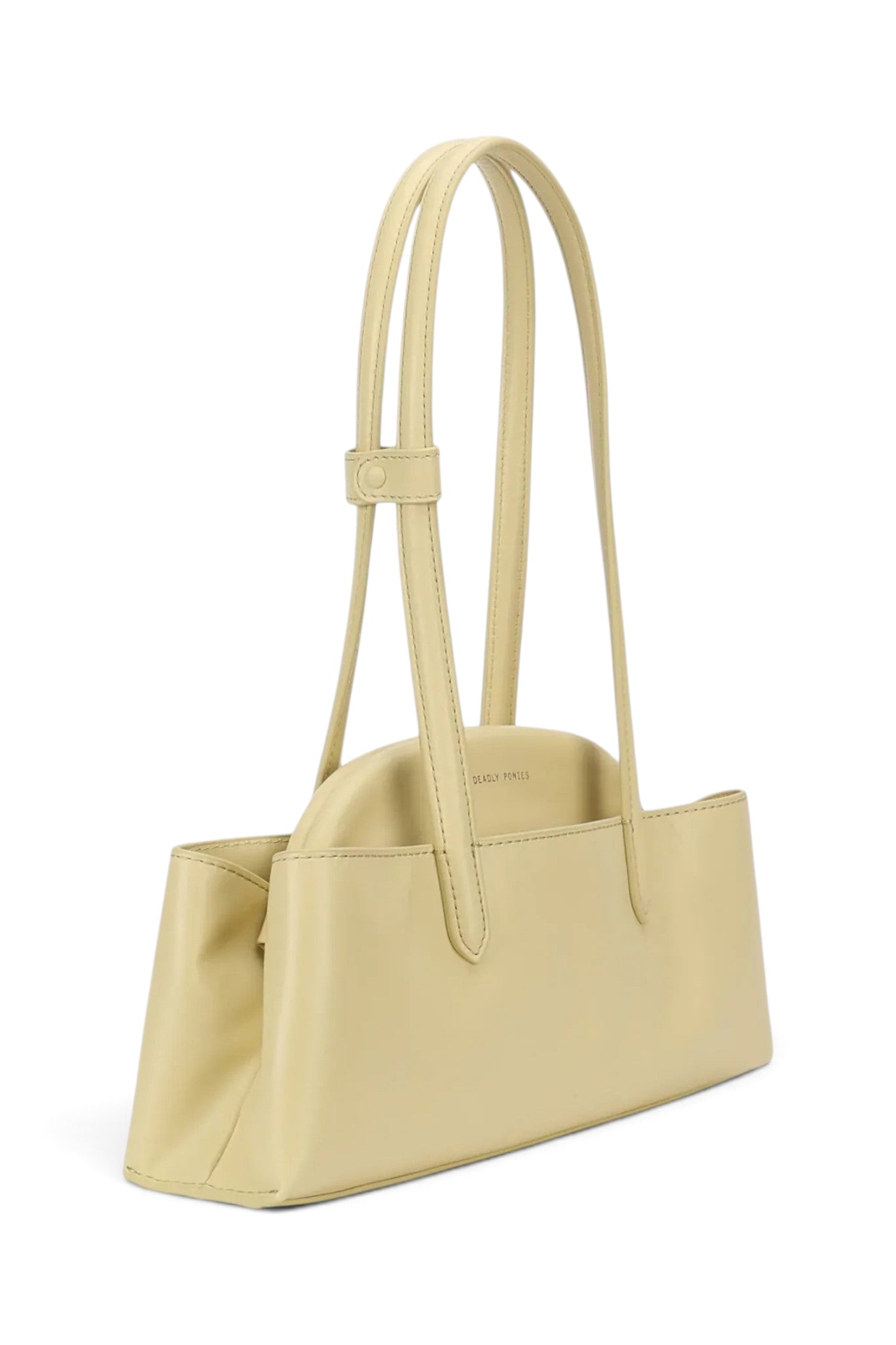 ELSHAM BOUTIQUE Mini Vault Tote in lemonade yellow ironed calf nappa leather with dual handles and metal frame top