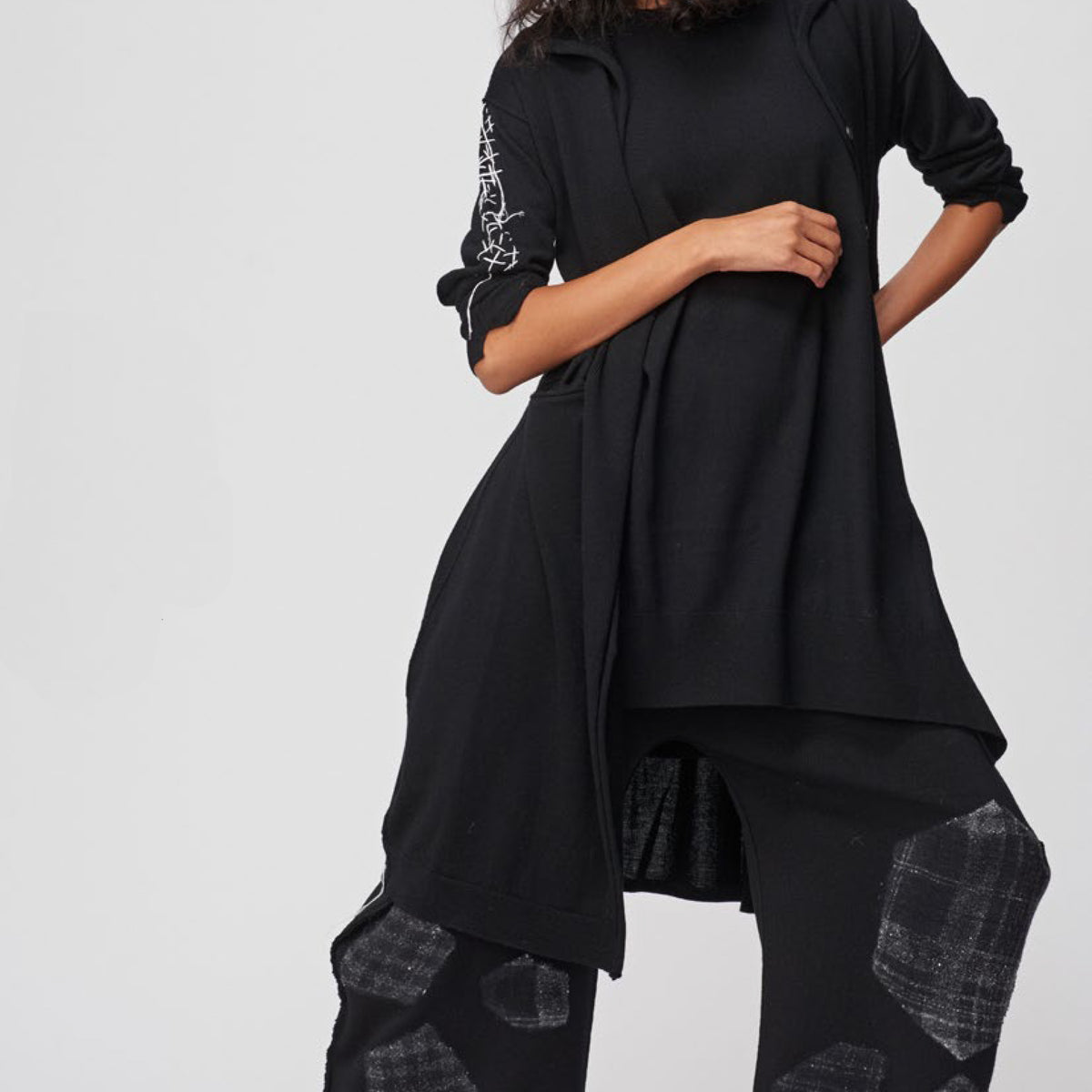 Superfine Merino Longline Knit Camisole in Black