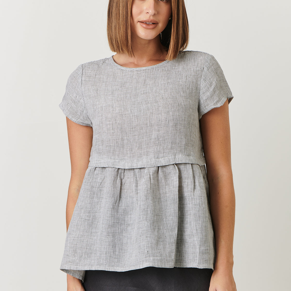 GA388 Linen Top in Congo Houndstooth
