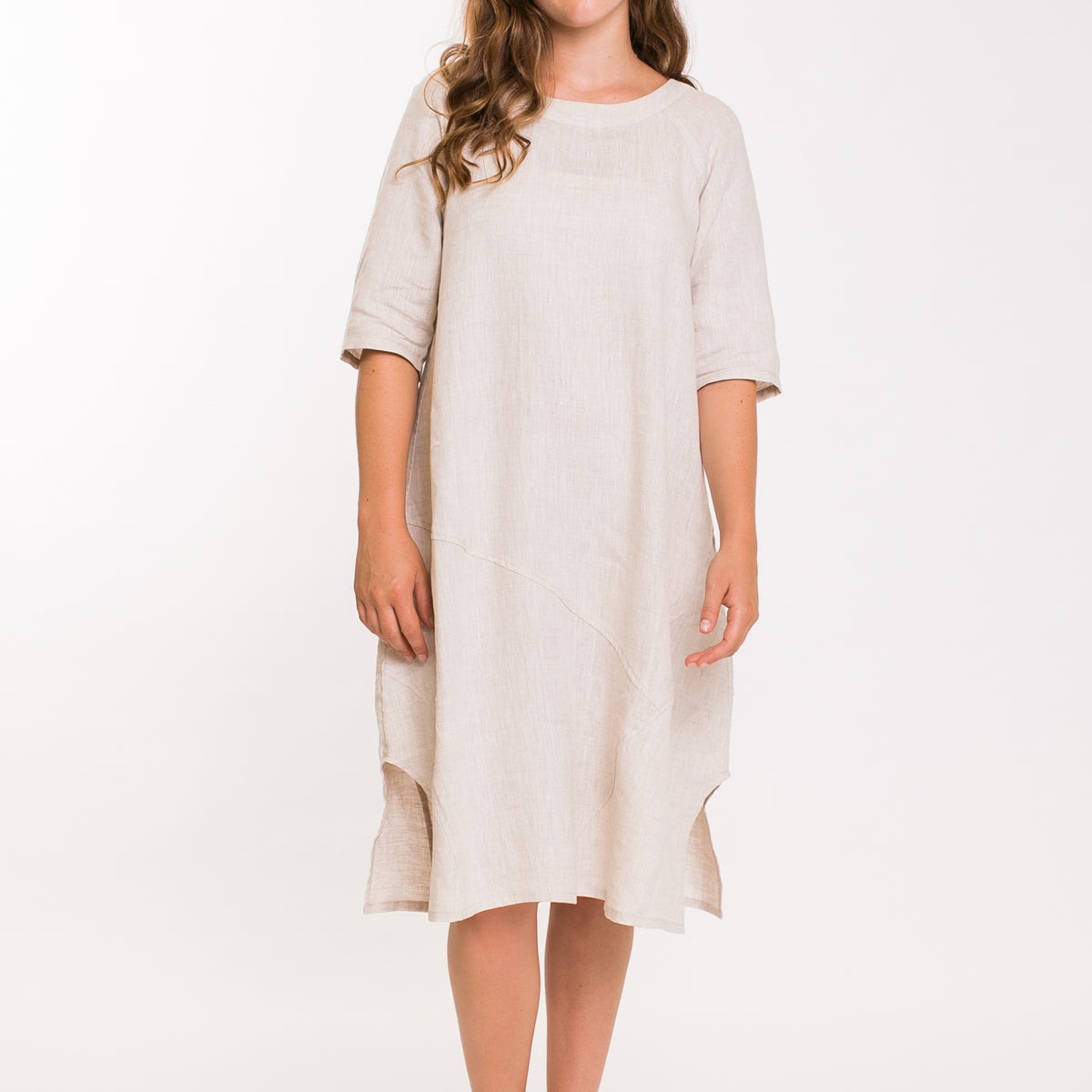 GA91 Split Hem Dress in Natural