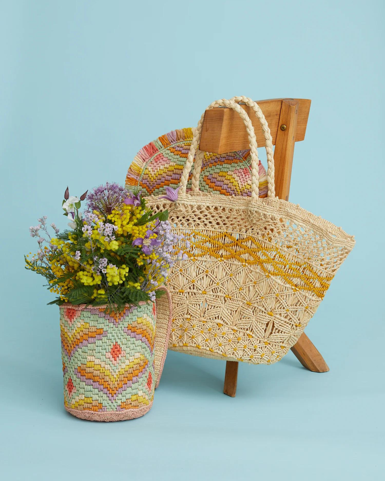Mini Raffia Bucket Bag in Pastel Mini Raffia Bucket Bag in Pastel