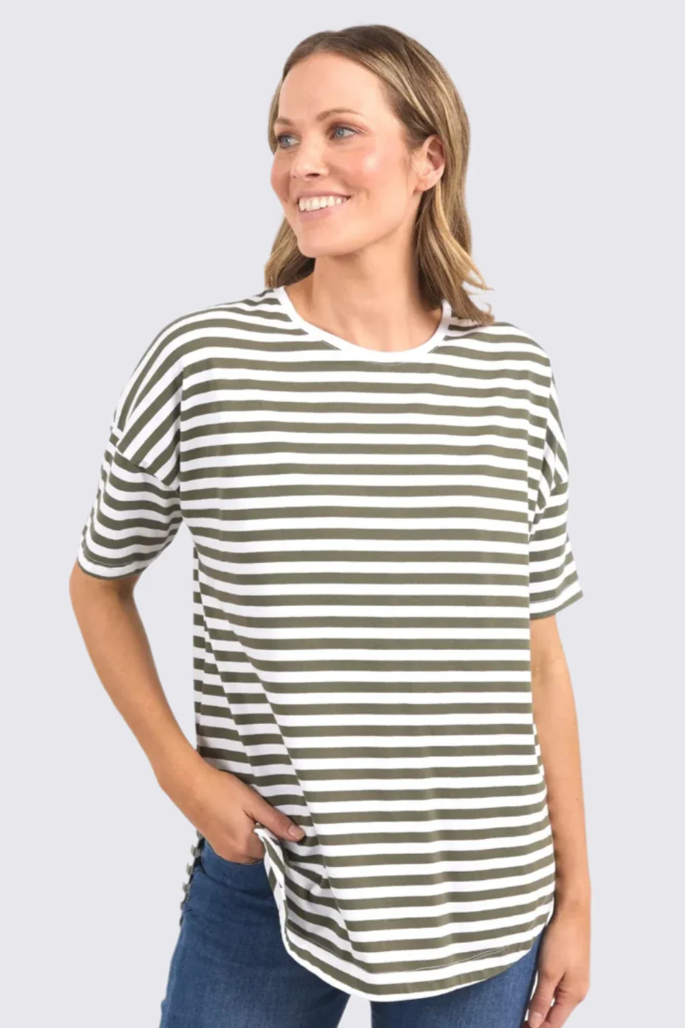 Lauren Short Sleeve Tee in Clover Stripe Lauren Short Sleeve Tee in Clover Stripe