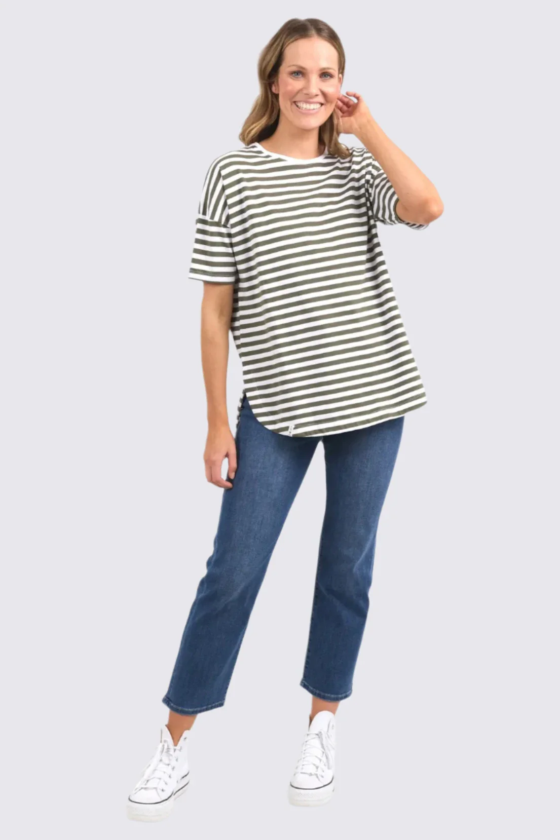 Lauren Short Sleeve Tee in Clover Stripe Lauren Short Sleeve Tee in Clover Stripe