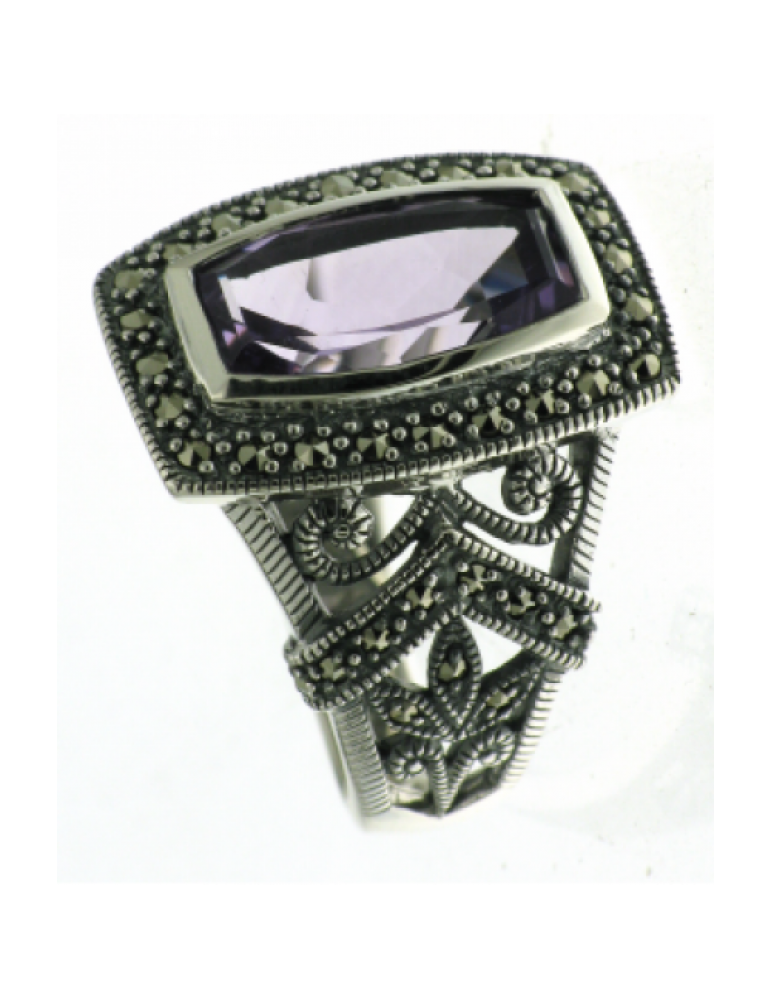 Secret Girl Stuff -Amethyst Marcasite Ring - Womens Jewellery - Handset ...