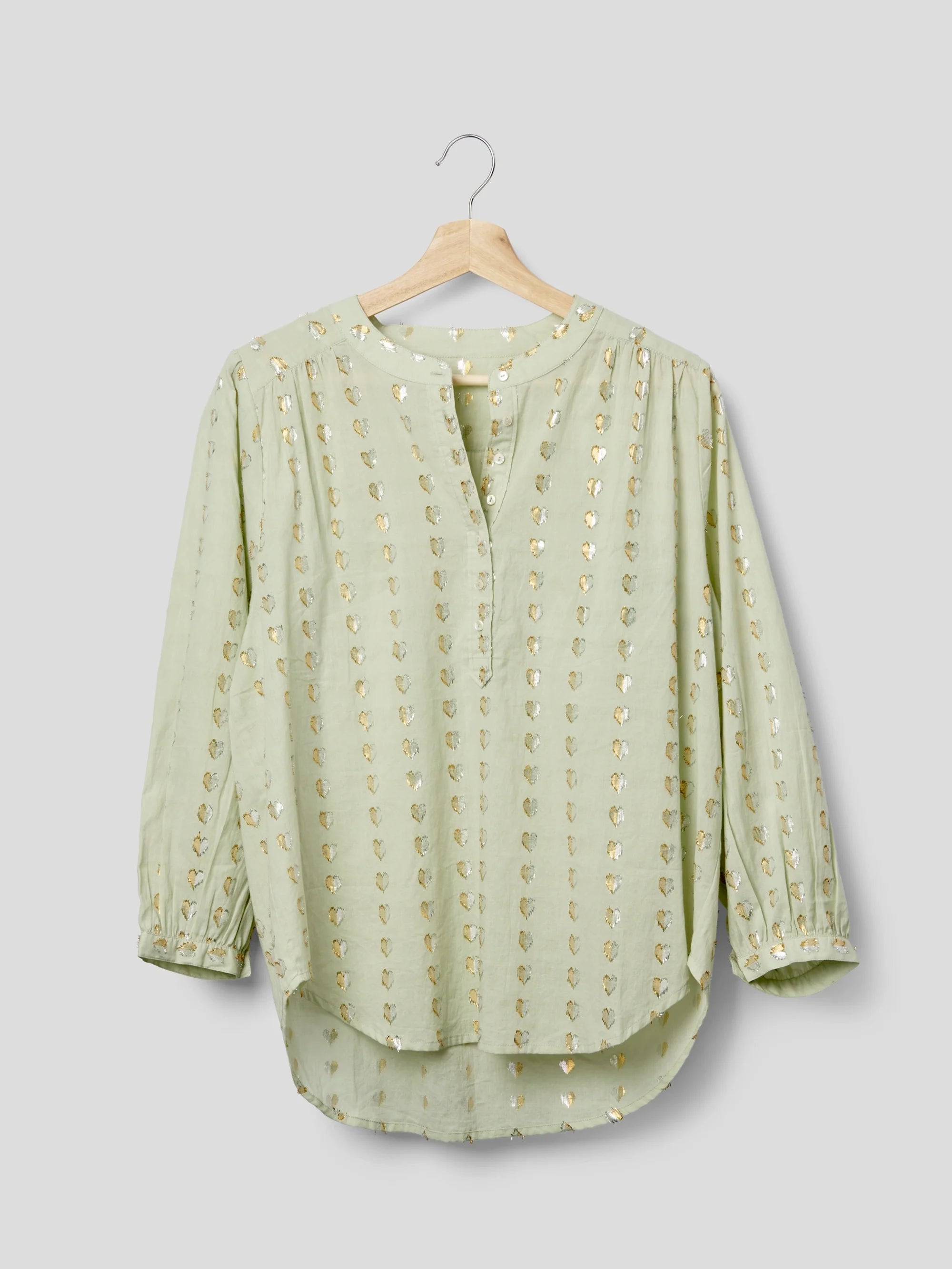 Ines Love Heart Blouse in Mint w Silver/Gold Hearts Ines Love Heart Blouse in Mint w Silver/Gold Hearts