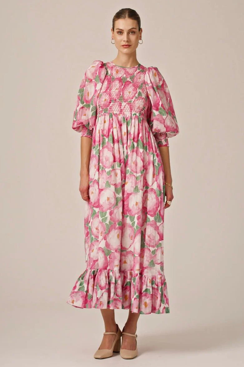 Bohemian Smocking Dress in Peonies Bohemian Smocking Dress in Peonies