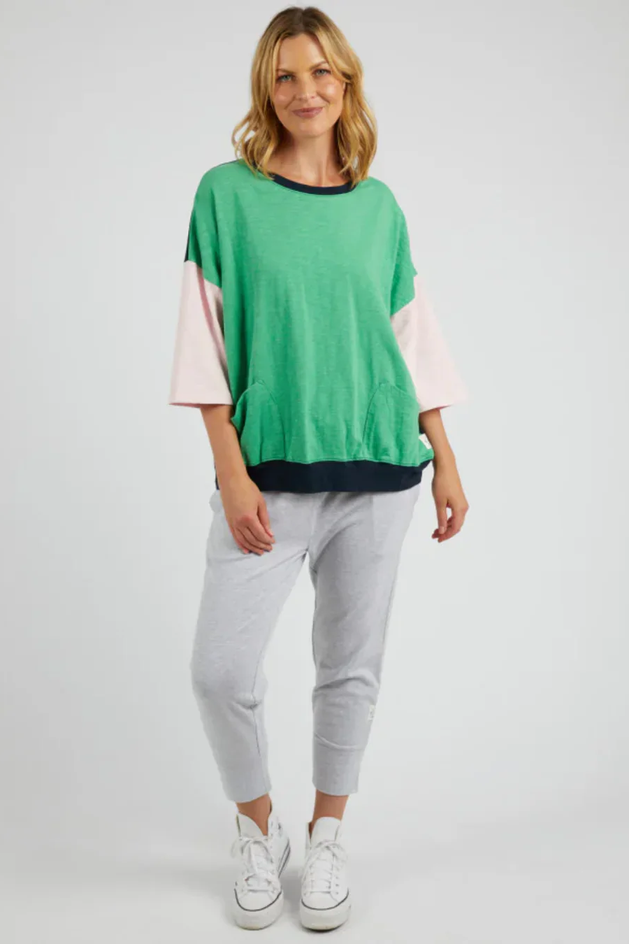 Mazie Colour Block Sweat in Green Briar Mazie Colour Block Sweat in Green Briar