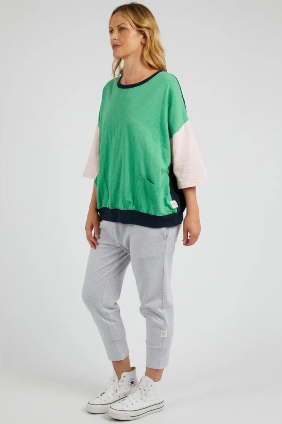 Mazie Colour Block Sweat in Green Briar Mazie Colour Block Sweat in Green Briar