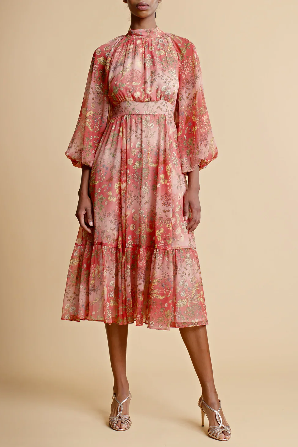 Chiffon Open Back Dress in Bright Field Chiffon Open Back Dress in Bright Field