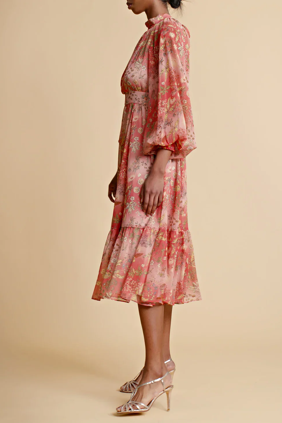 Chiffon Open Back Dress in Bright Field Chiffon Open Back Dress in Bright Field