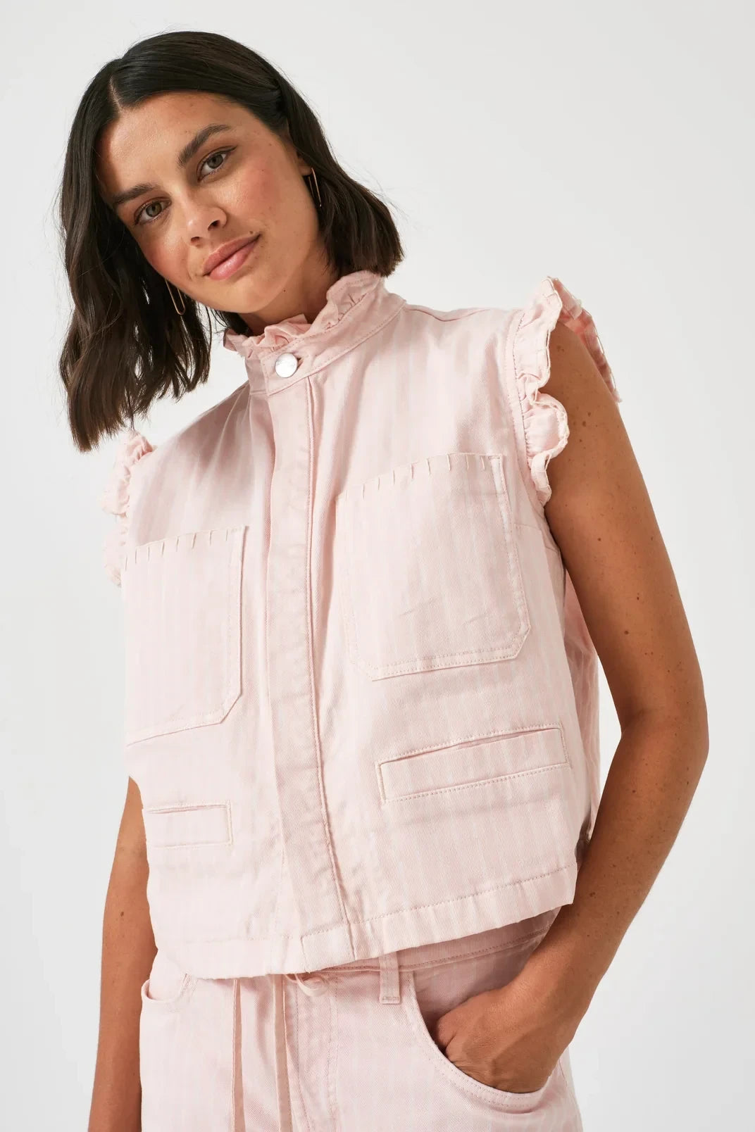 Pablo Waistcoat | Pink Dawn Wide Stripe Pablo Waistcoat | Pink Dawn Wide Stripe