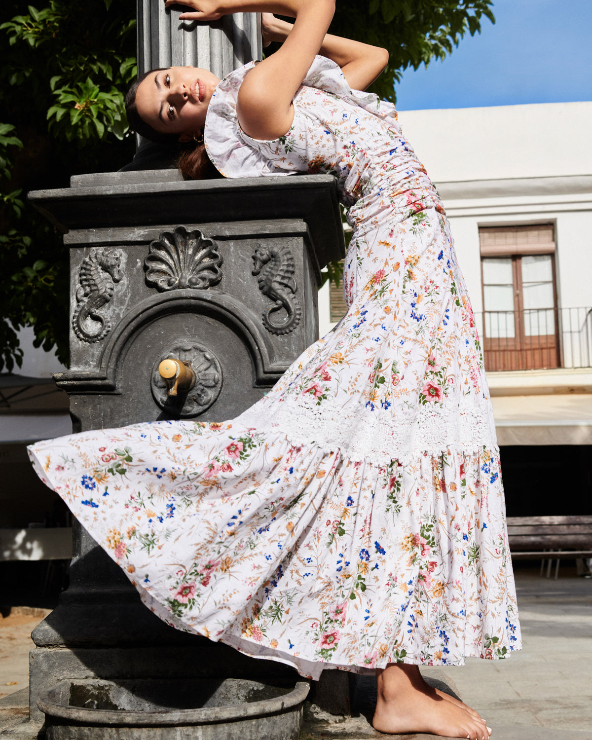 byTiMo - Linen Maxi Dress in Flower Garden - Women's Clothing - New  arrivals just in maxi linen frill neck feminine – Secret Girl Stuff