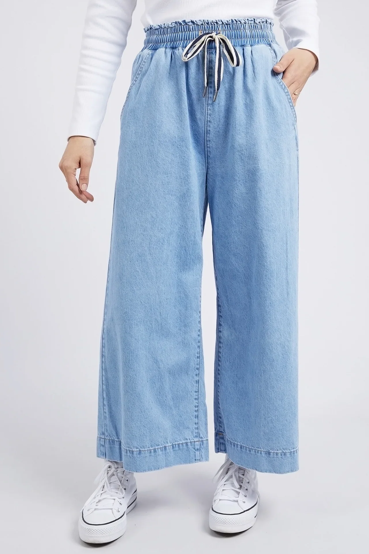 Greta Wide Leg Pant in Mid Blue Denim Greta Wide Leg Pant in Mid Blue Denim