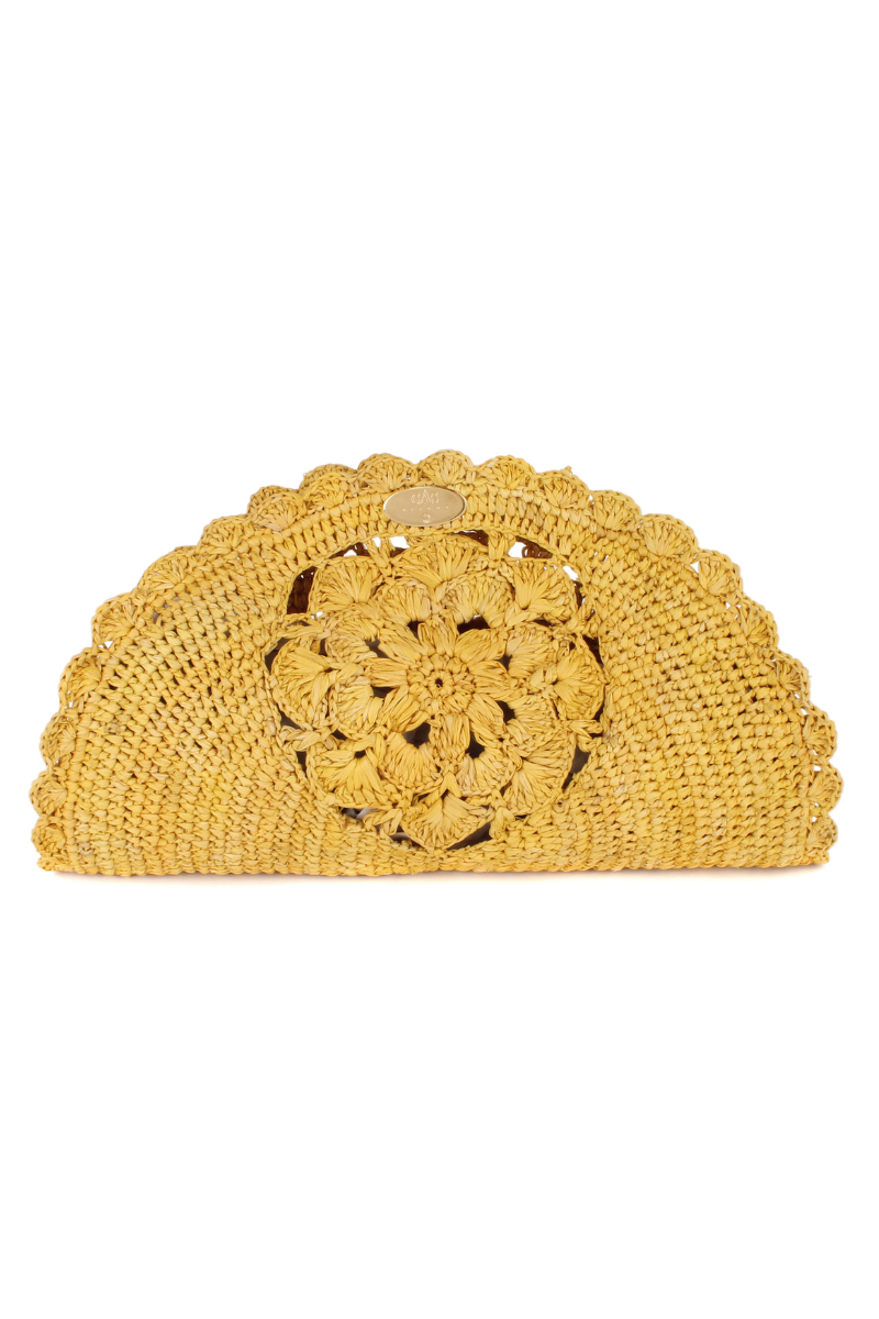 Sun Raffia Clutch in Yellow Sun Raffia Clutch in Yellow