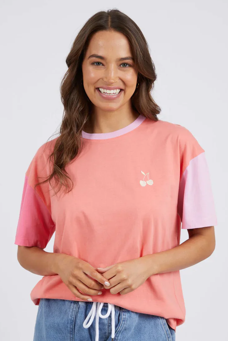 Cherry Block Tee in Peach Cherry Block Tee in Peach