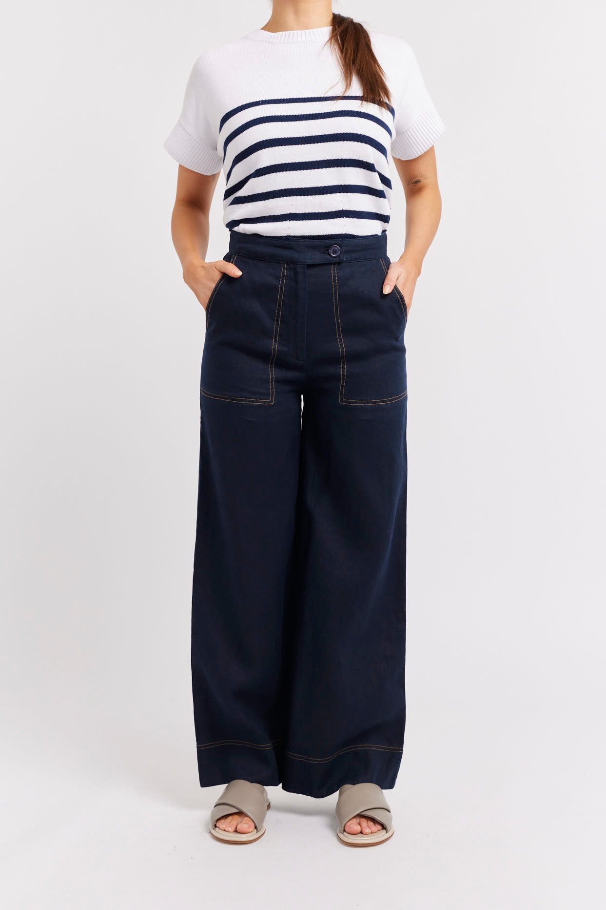 Clio Linen Pant in Navy Clio Linen Pant in Navy