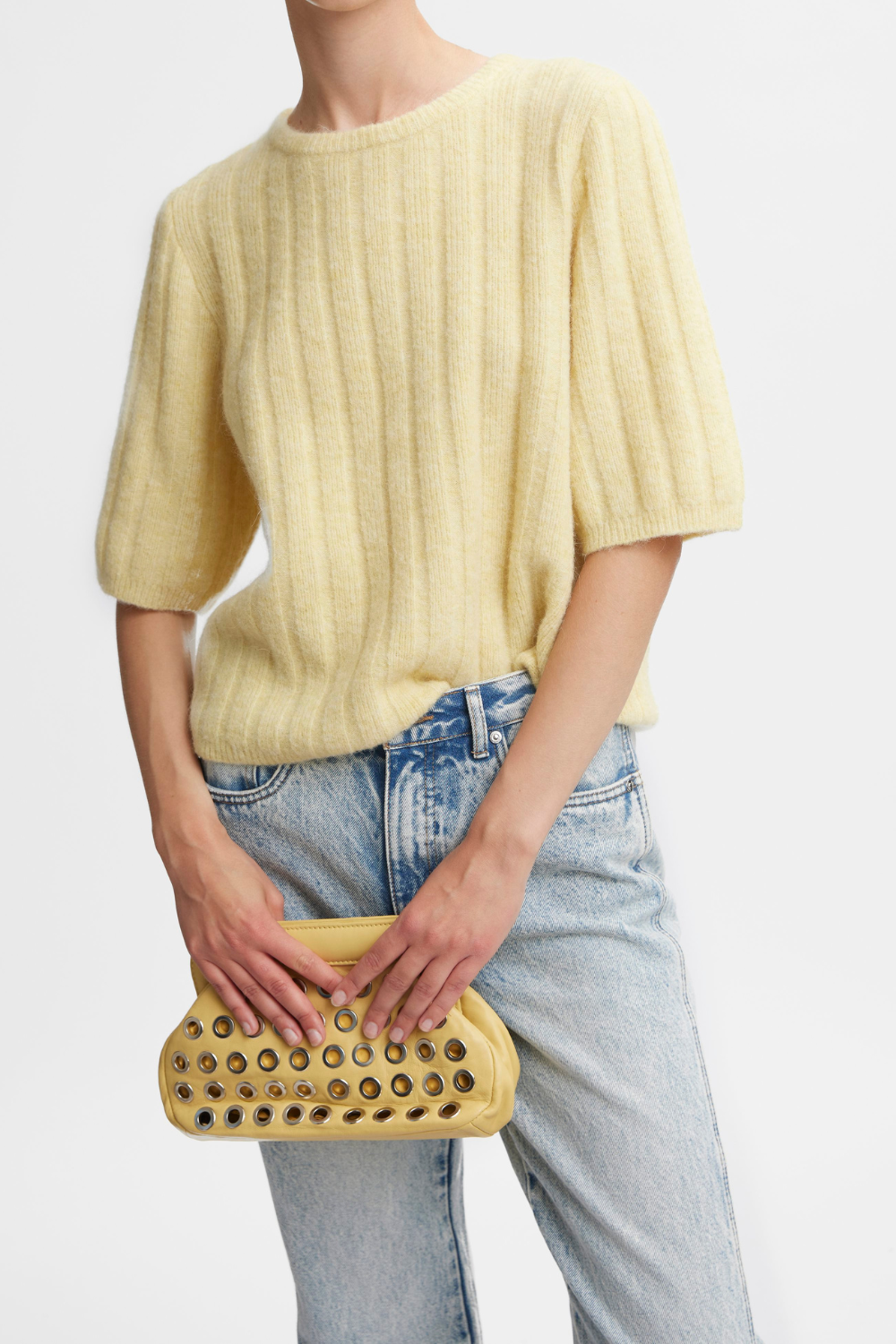 Alpha Short Sleeve Knit Tee in Flaxen Melange Alpha Short Sleeve Knit Tee in Flaxen Melange