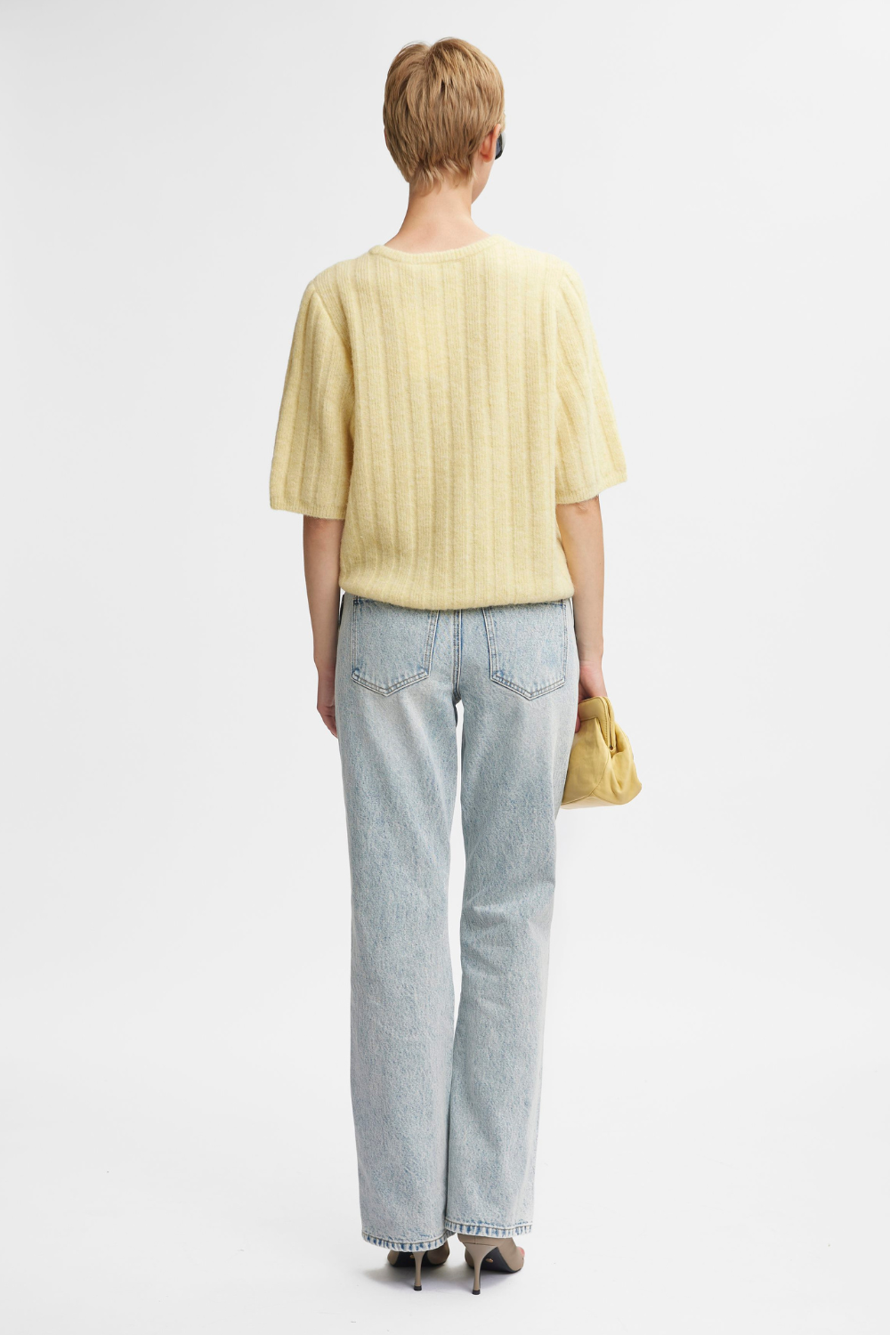 Alpha Short Sleeve Knit Tee in Flaxen Melange Alpha Short Sleeve Knit Tee in Flaxen Melange