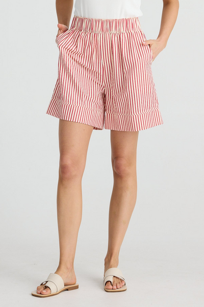 Broadway Shorts in White w Red Stripe Broadway Shorts in White w Red Stripe