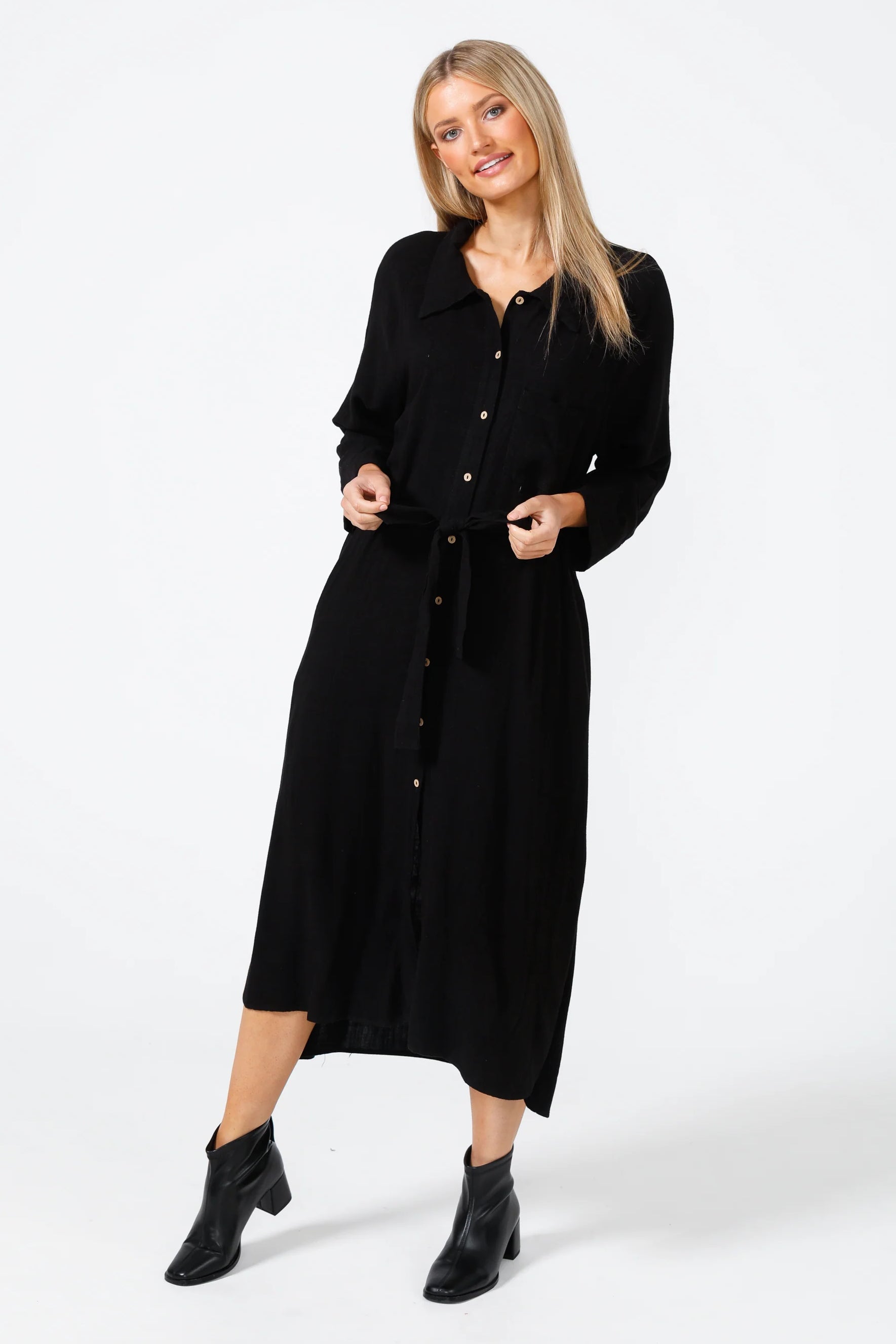 Ines Shirtdress in Black Ines Shirtdress in Black