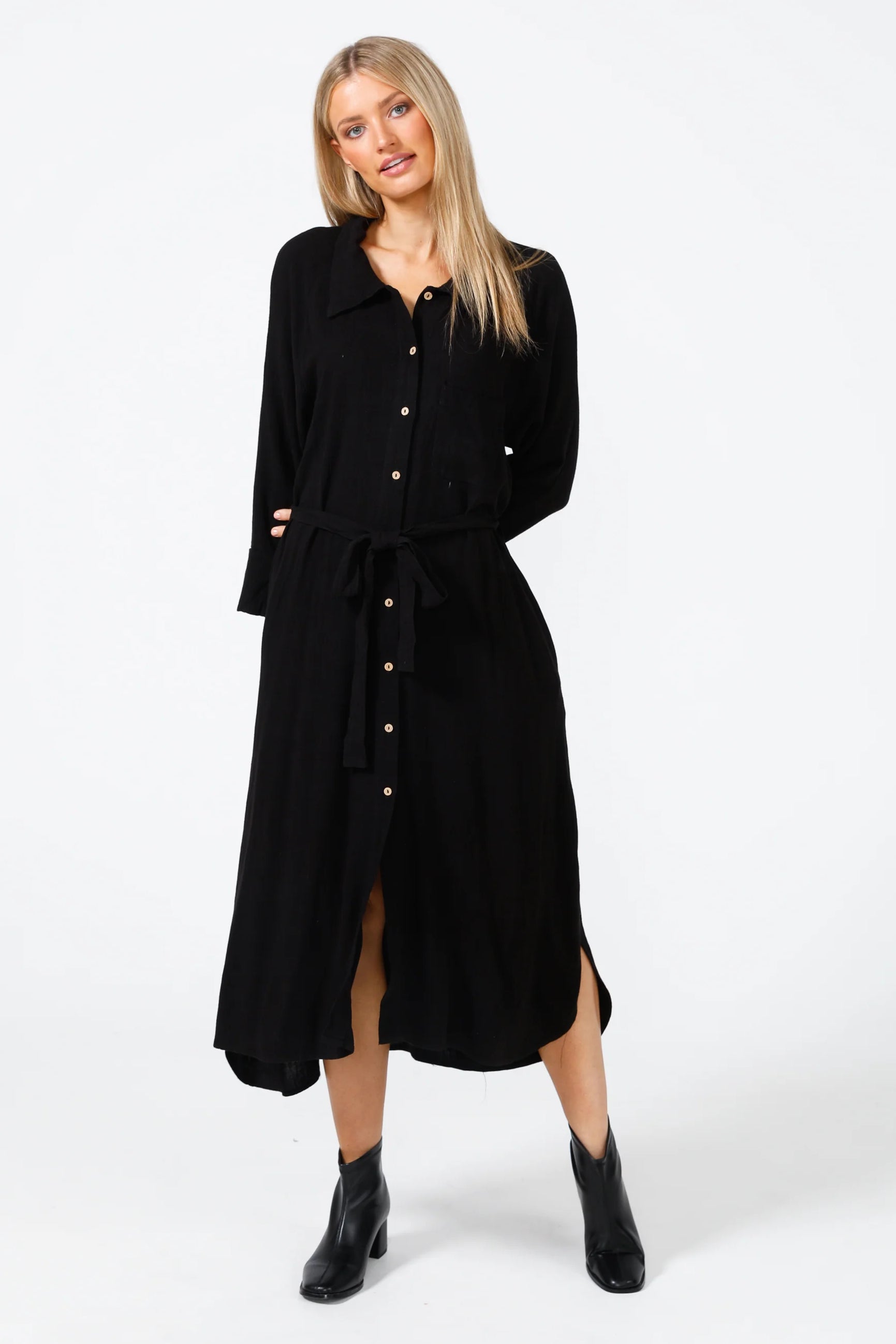 Ines Shirtdress in Black Ines Shirtdress in Black