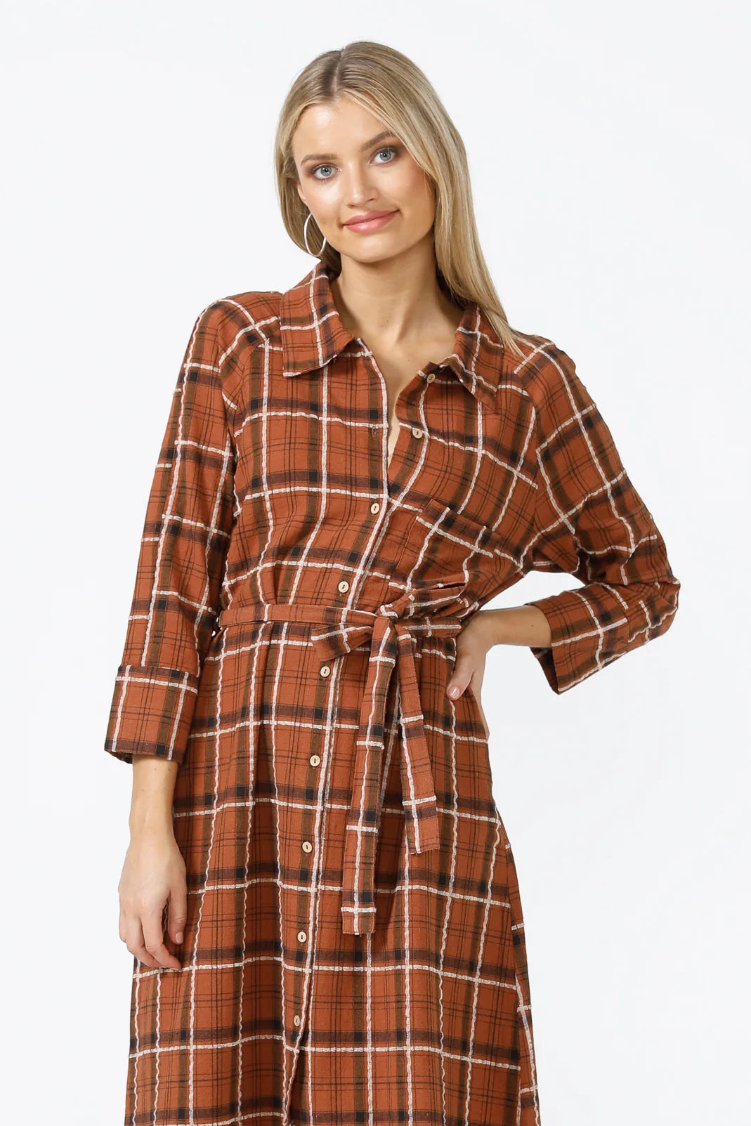 Ines Shirtdress in Brown Check Ines Shirtdress in Brown Check
