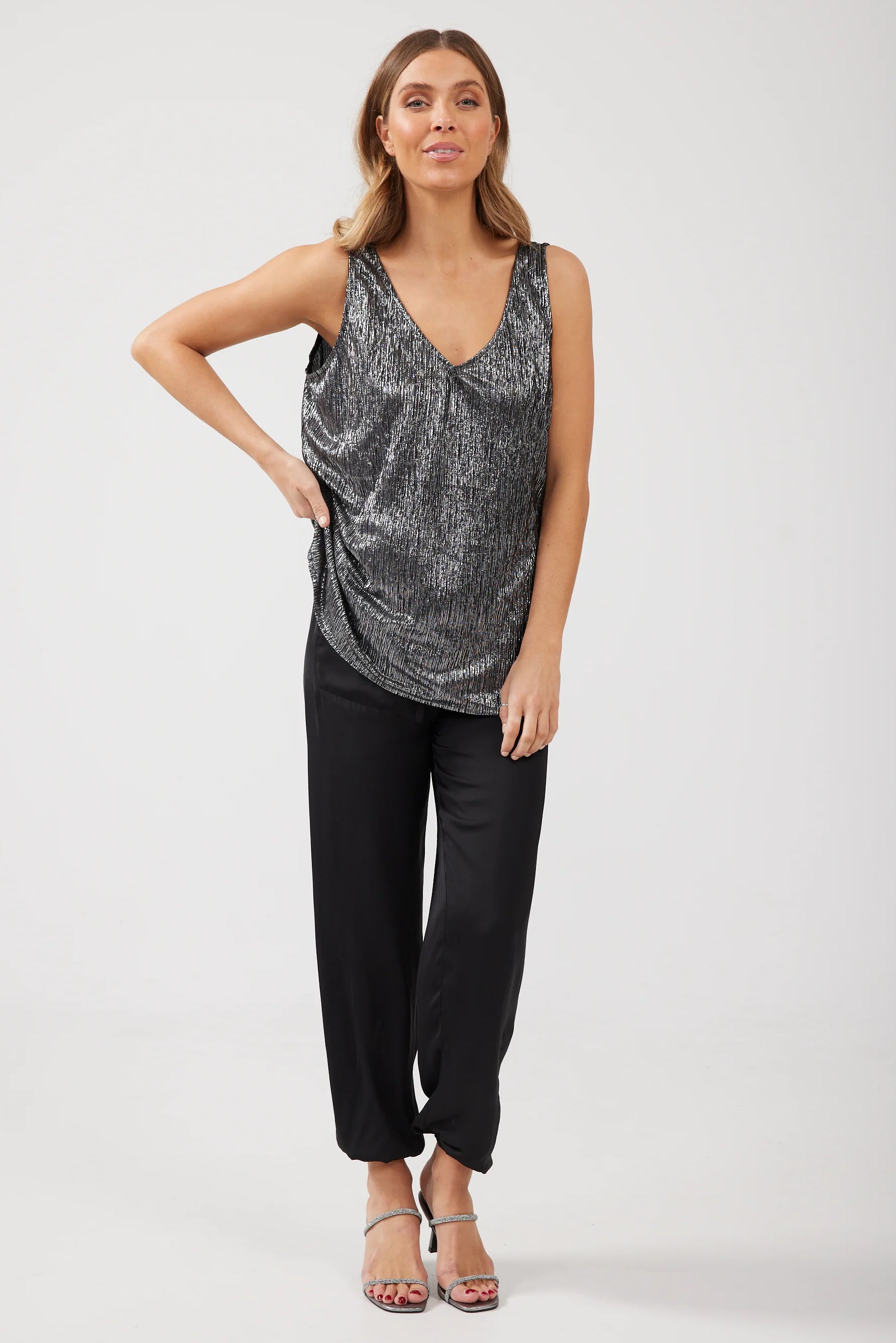 Liza Top in Black and Silver Liza Top in Black and Silver