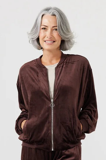 Liza Bomber in Choc Velvet Liza Bomber in Choc Velvet