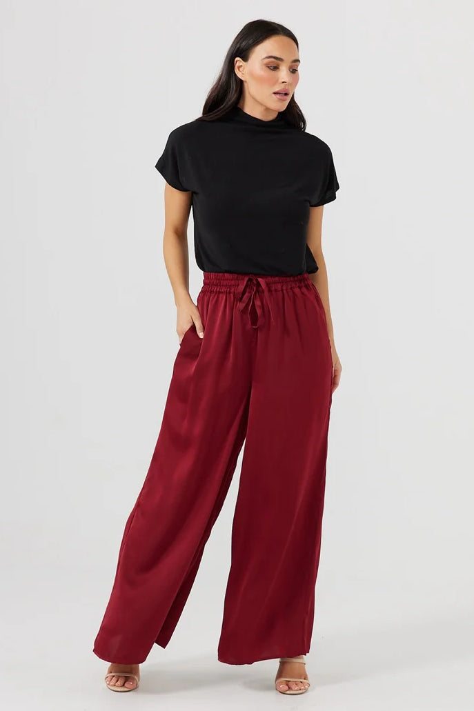 Liza Pants in Cabernet Satin Liza Pants in Cabernet Satin