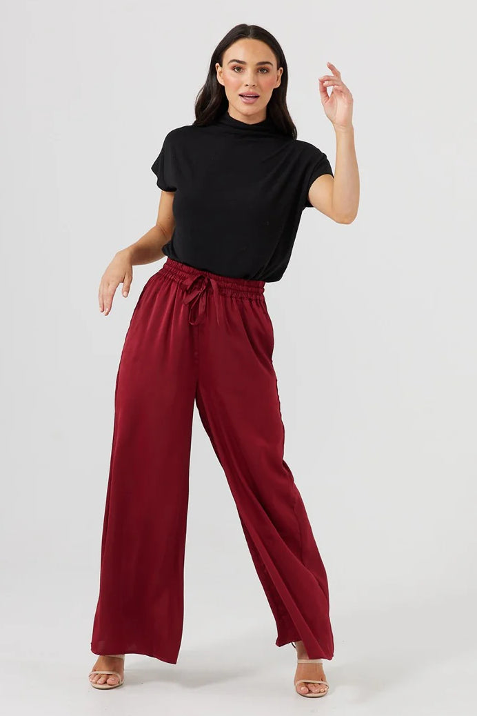 Liza Pants in Cabernet Satin Liza Pants in Cabernet Satin