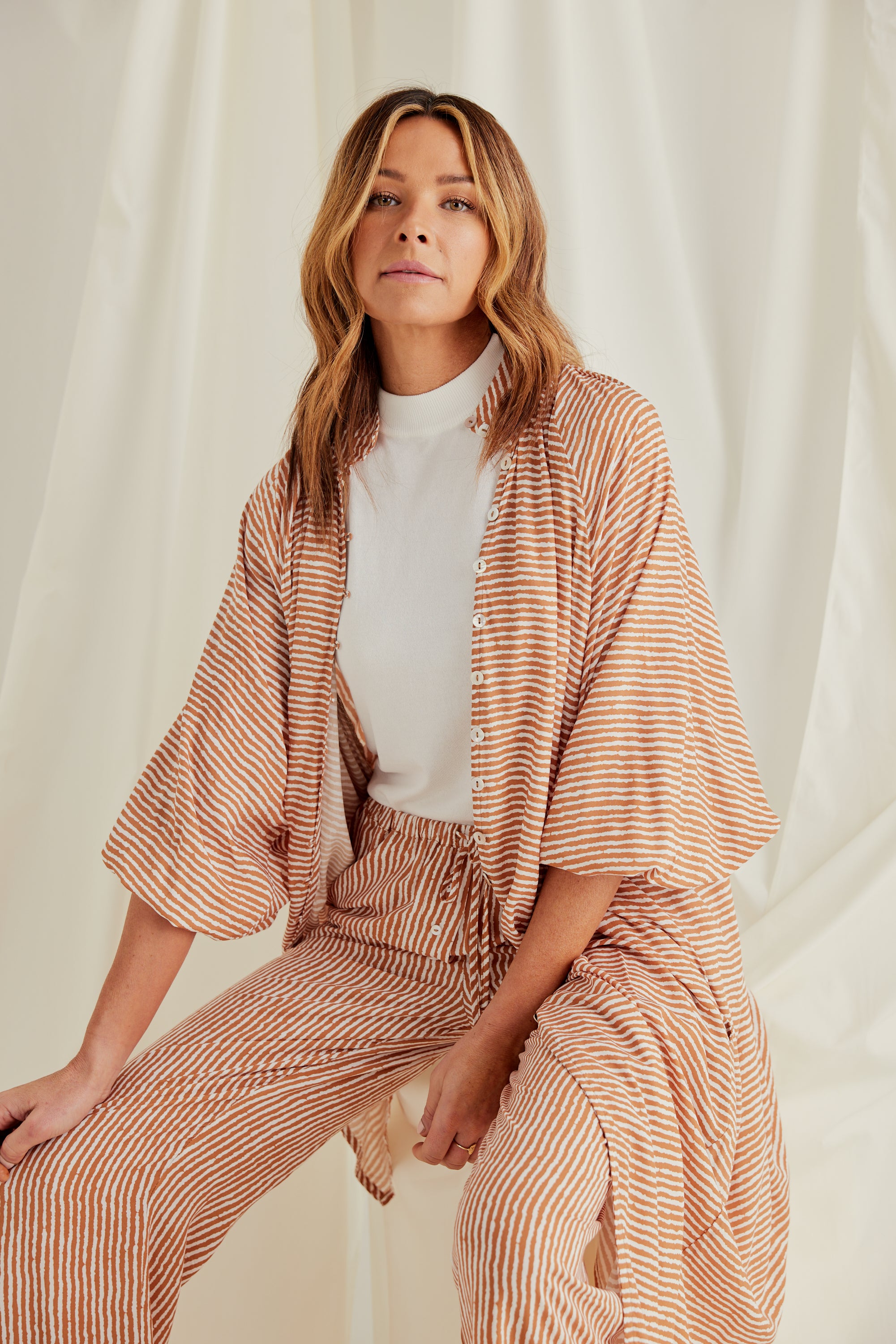 Second Valley Shirt in Tan Stripe Second Valley Shirt in Tan Stripe