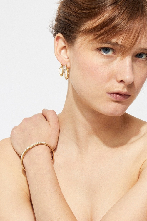 Creole Lyre Earrings in Perla Creole Lyre Earrings in Perla