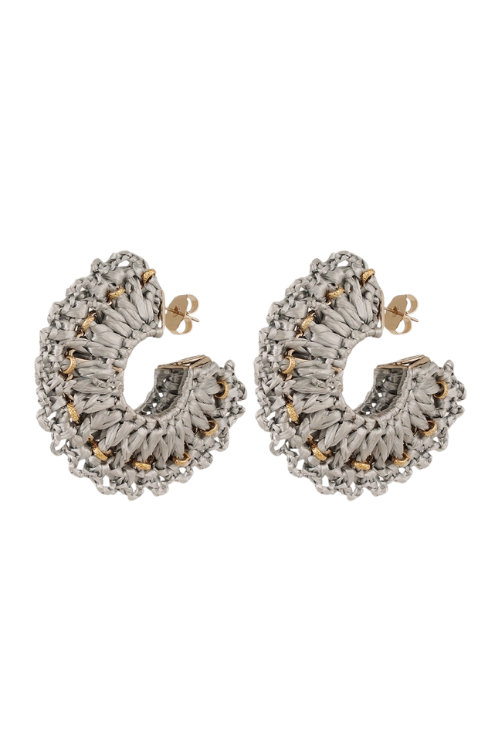 Crocus Silver Raffia Earrings - PM Crocus Silver Raffia Earrings - PM