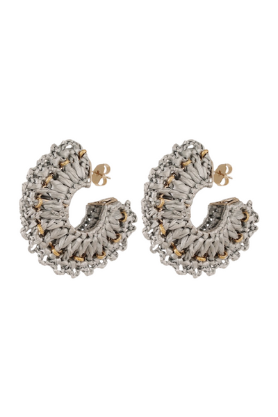 Crocus Silver Raffia Earrings - PM Crocus Silver Raffia Earrings - PM