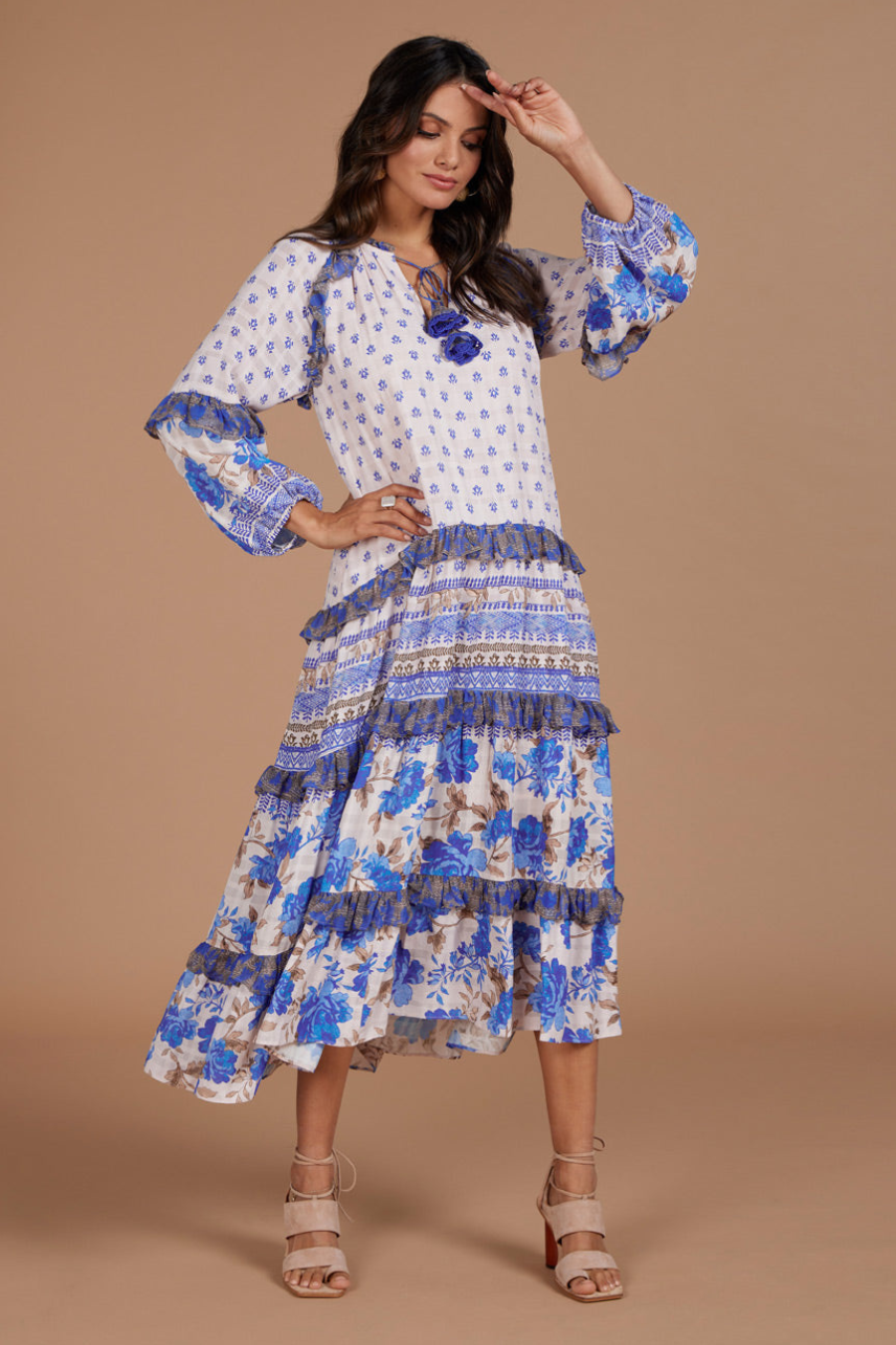 Dreamweaver Midi Dress in Ecru Multi Dreamweaver Midi Dress in Ecru Multi