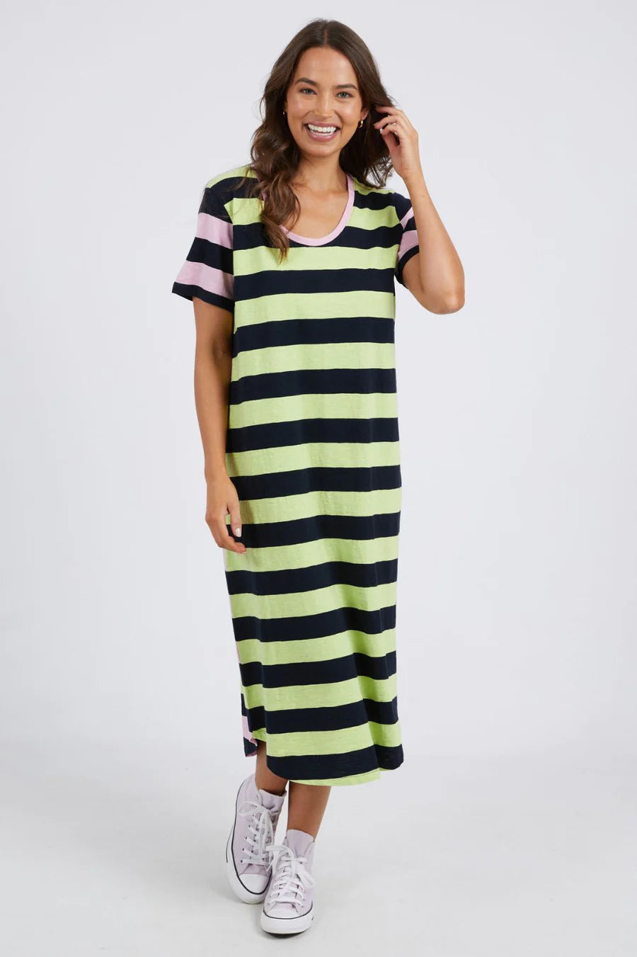 Mercury Stripe Dress in KeyLime / Navy / Pink Mercury Stripe Dress in KeyLime / Navy / Pink