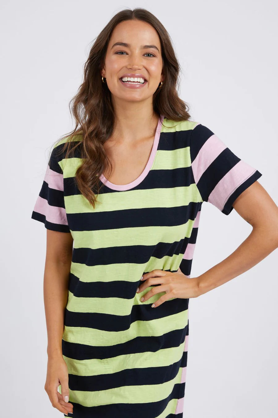 Mercury Stripe Dress in KeyLime / Navy / Pink Mercury Stripe Dress in KeyLime / Navy / Pink