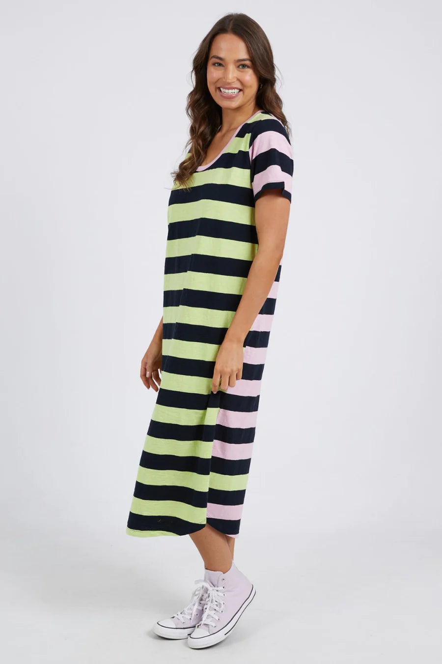 Mercury Stripe Dress in KeyLime / Navy / Pink Mercury Stripe Dress in KeyLime / Navy / Pink