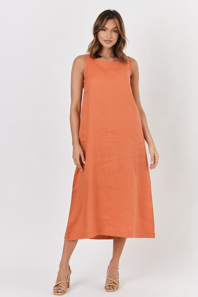 GA325 Linen Dress in Tandoori GA325 Linen Dress in Tandoori