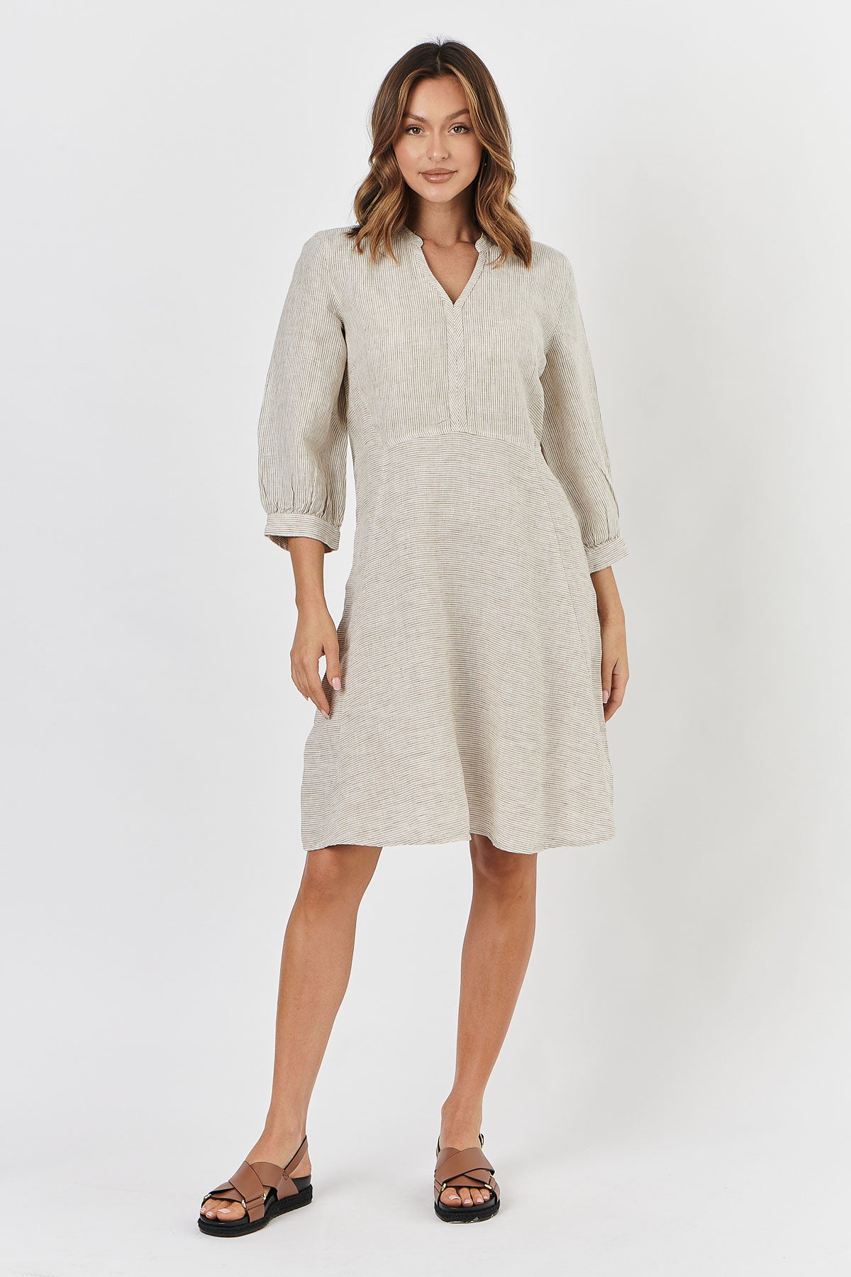 GA420 Linen Dress in Rattan GA420 Linen Dress in Rattan