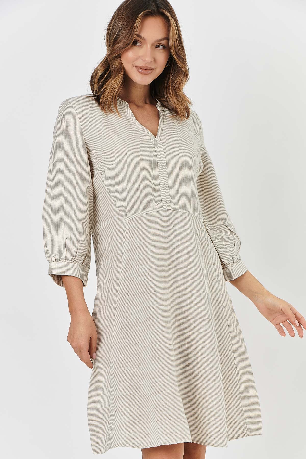 GA420 Linen Dress in Rattan GA420 Linen Dress in Rattan
