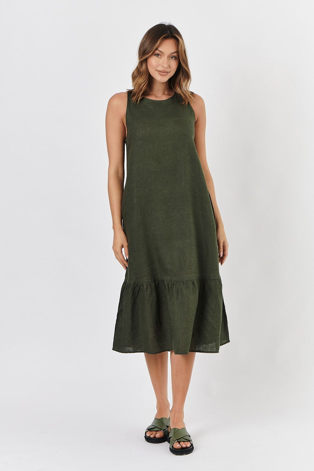 Free People Green Linen sold Dress sz L