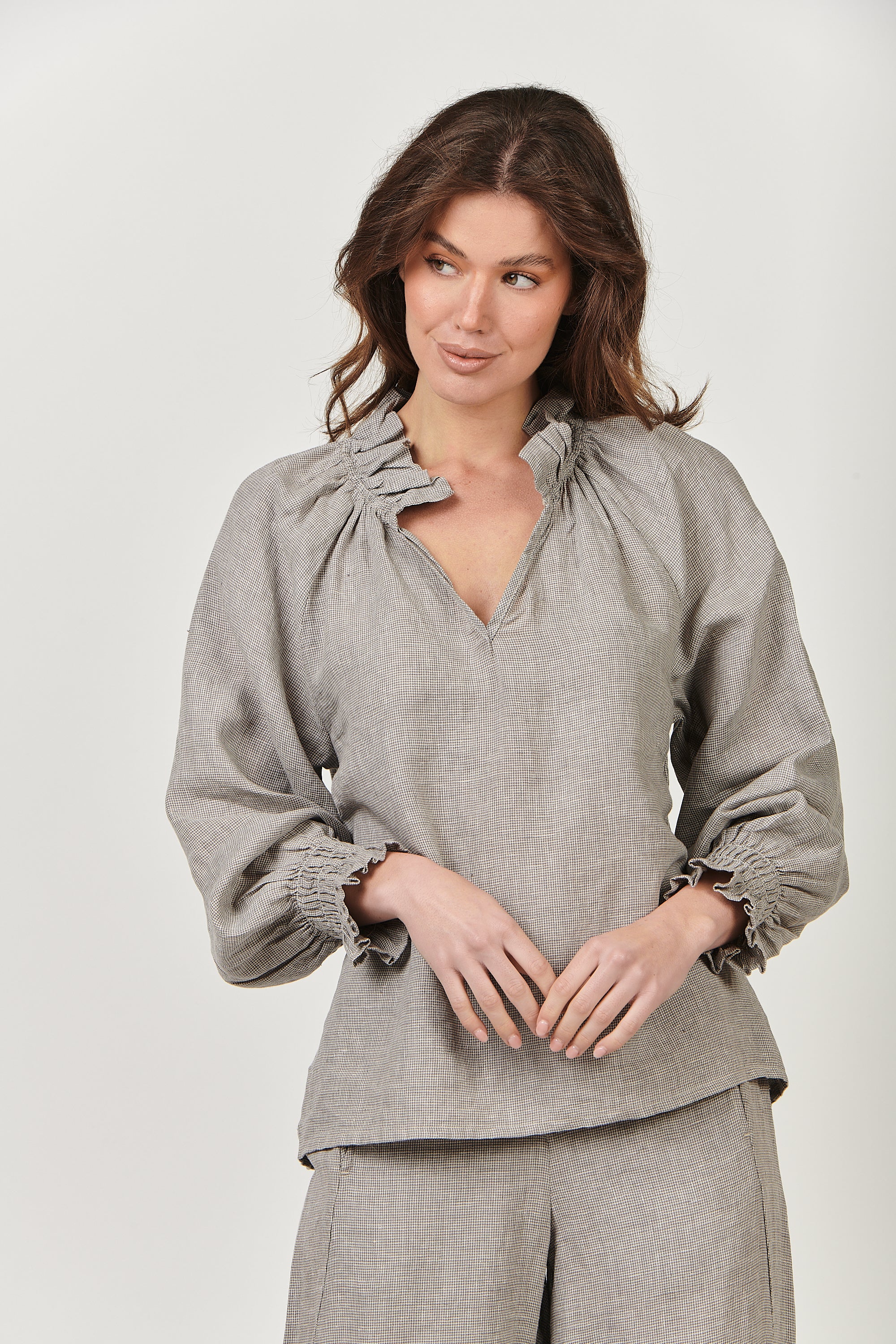 GA483 Top in Breen Houndstooth GA483 Top in Breen Houndstooth