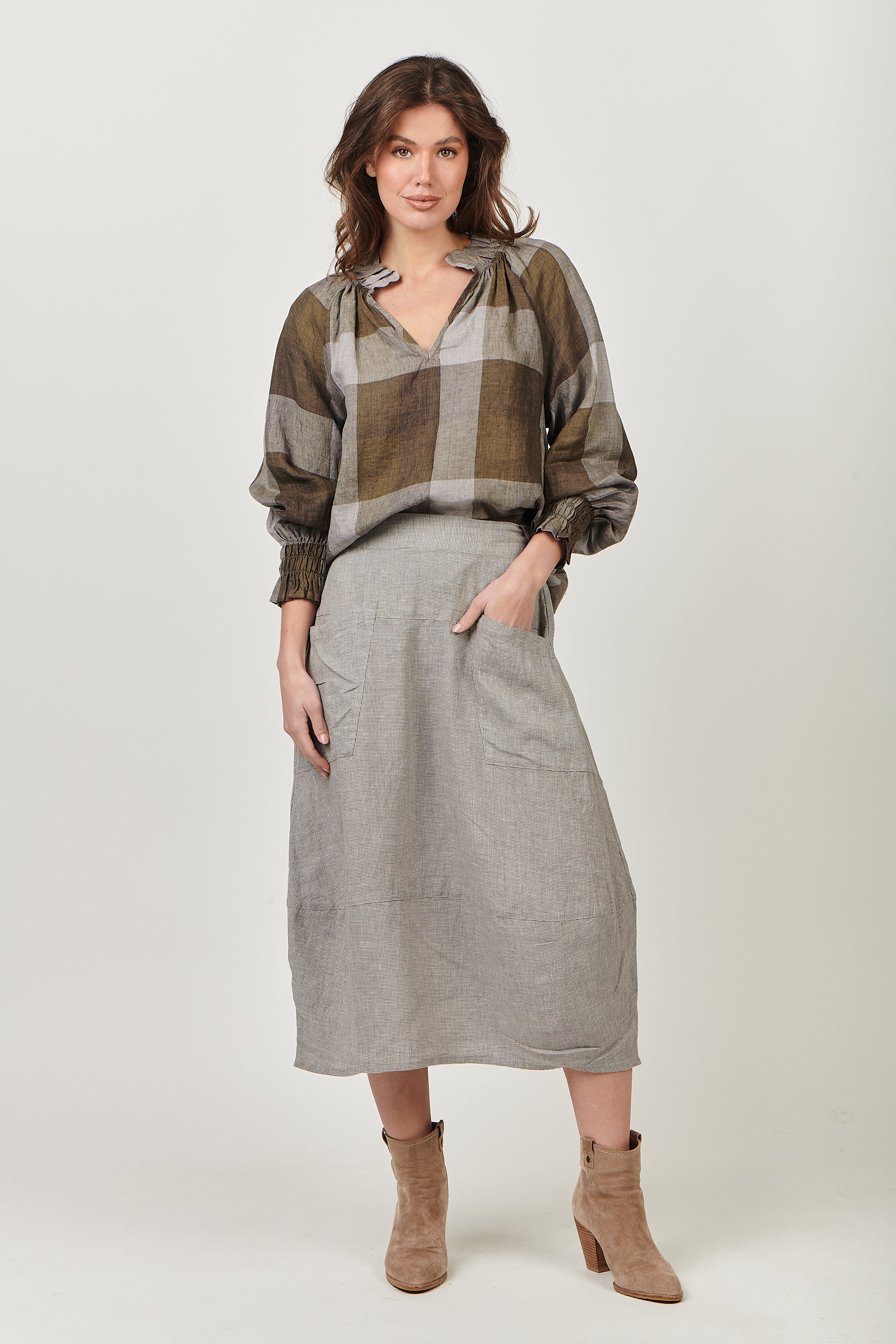 GA483 Top in Breen Plaid GA483 Top in Breen Plaid